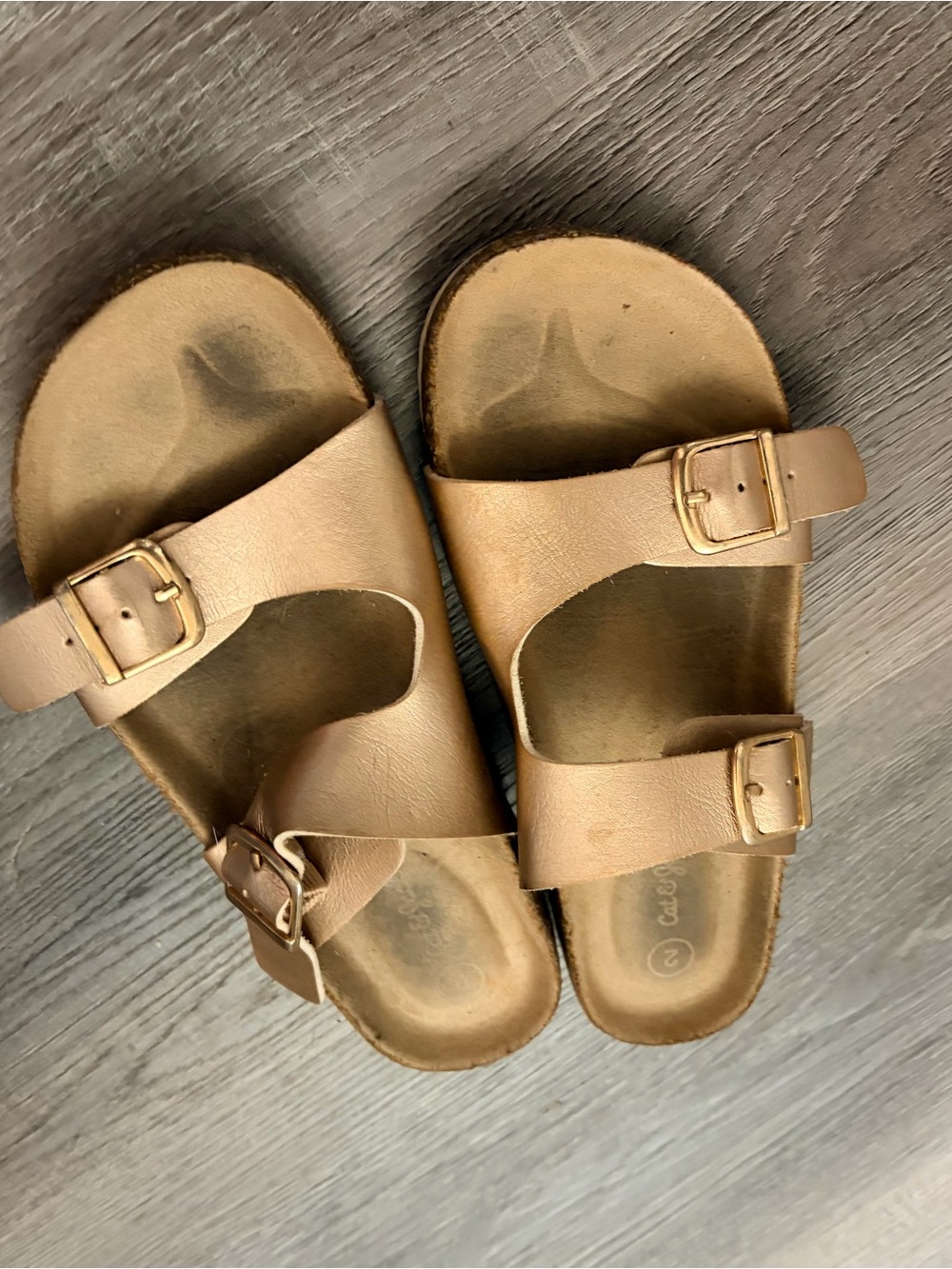Cat & Jack Girls' Gold Double Buckle Slide Sandals